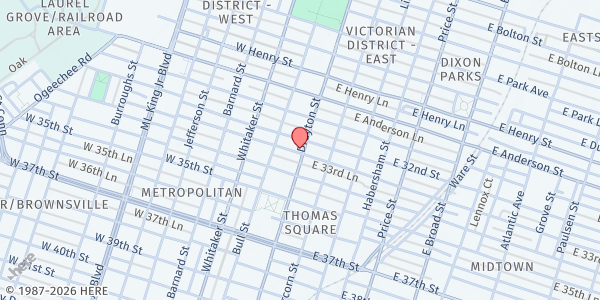 Map showing Wesley Community Centers of Savannah at 1601 Drayton St., Savannah, GA