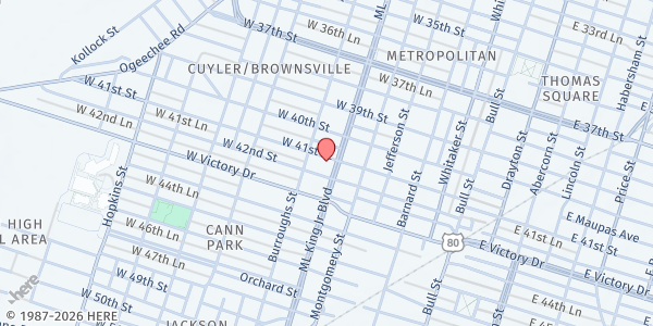 Map showing West Broad SDA Church at 2501 Martin Luther King Jr Blvd., Savannah, GA