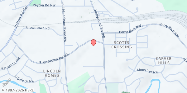 Map showing Scott Elementary at 1752 Hollywood Road Northwest, Scotts Crossing, GA