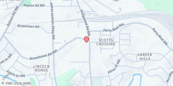 Map showing Scott Elementary at 1752 Hollywood Road Northwest, Scotts Crossing, GA