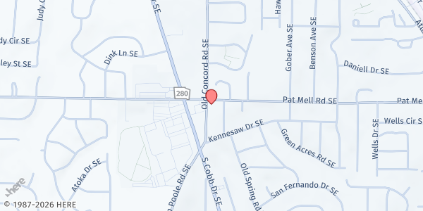 Map showing MUST Ministries Smyrna at 460 Pat Mell Rd. SE, Smyrna, GA