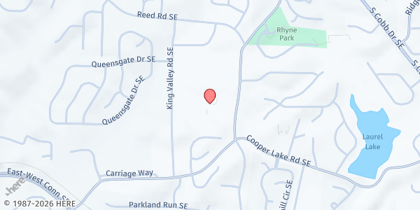 Map showing St. Thomas the Apostle Catholic Church - St. Vincent de Paul at 4300 King Springs Rd. SE, Smyrna, GA