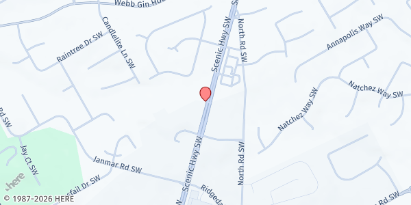 Map showing Mt. Zion Baptist Church at 1525 Scenic Highway North, Snellville, GA