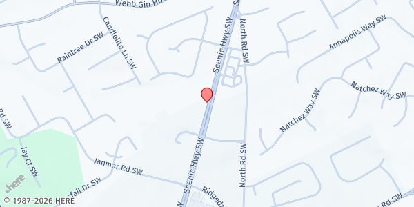 Map showing There's Hope for the Hungry - Mt. Zion Baptist Church at 1525 Scenic Highway North, Snellville, GA