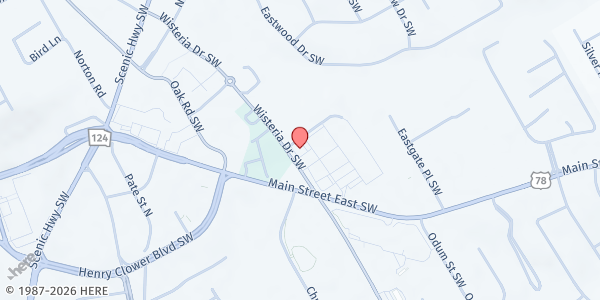 Map showing YDKMS - Snellville Location at 2440 Wisteria Drive Southwest, Snellville, GA
