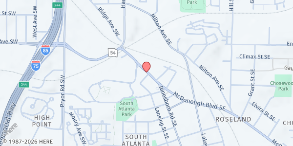 Map showing COR Popup - South Atlanta at 55 McDonough Boulevard Southeast, South Atlanta, GA