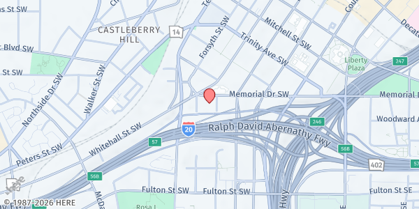 Map showing Renew Atlanta - South Downtown at 256 Memorial Drive Southwest, South Downtown, GA