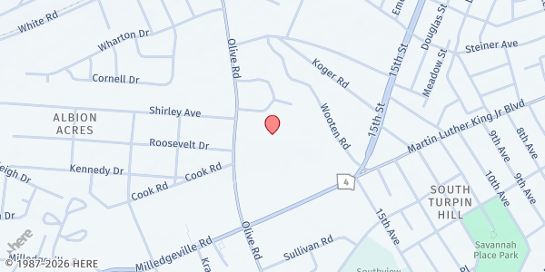 Map showing Good Shepherd Baptist Church at 1714 Olive Road, South Turpin Hill, GA