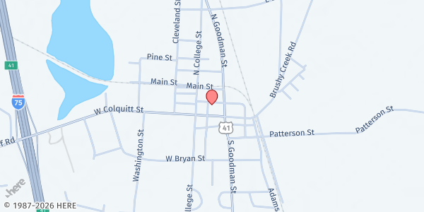 Map showing First Baptist Church of Sparks at 101 Gordon Street, Sparks, GA