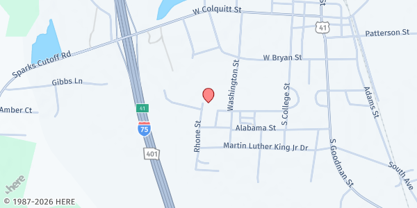 Map showing Sparks Temple Church at 303 Rhone Street, Sparks, GA
