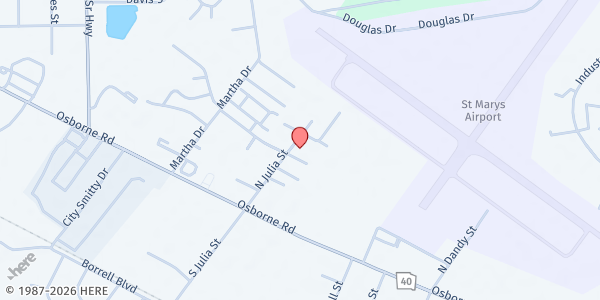 Map showing Eagles Wings Judah Worship at 300 North Julia Street, St. Marys, GA