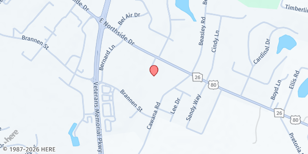 Map showing CrossRoads Community Church at 23923 US-80, Statesboro, GA