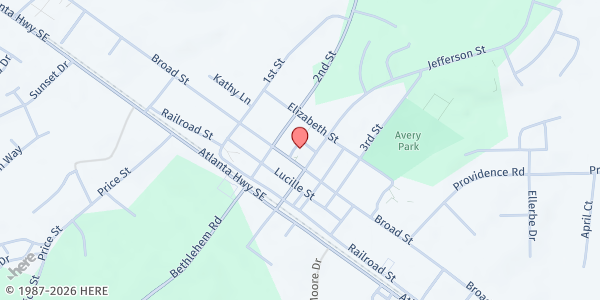 Map showing 1025 Church at 1914 Broad St, Statham, GA
