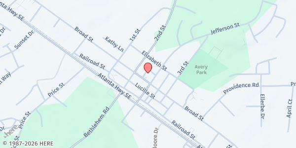 Map showing 1025 Church - Statham Campus at 1914 Broad St, Statham, GA