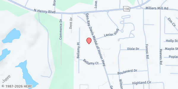Map showing Crossroad Christian Church at 3545 N. Henry Blvd., Stockbridge, GA