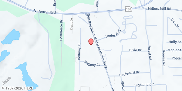 Map showing Crossroad Christian Church Inc at 3545 N. Henry Blvd., Stockbridge, GA
