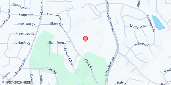 Map showing Antioch AME Church-Ruby Hoke WMS at 4730 Elam Rd., Stone Mountain, GA