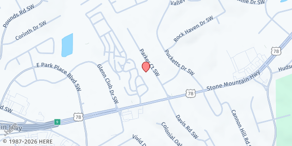 Map showing Community Food Center (ACFB) at 1979 Parker Court, Stone Mountain, GA
