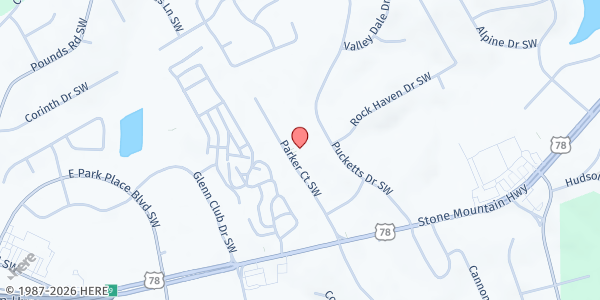 Map showing First African CDC-Gwinnett at 1960 Parker Court, Stone Mountain, GA