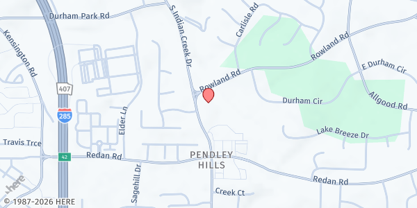 Map showing First St Peter AME Church at 1074 South Indian Creek Drive, Stone Mountain, GA