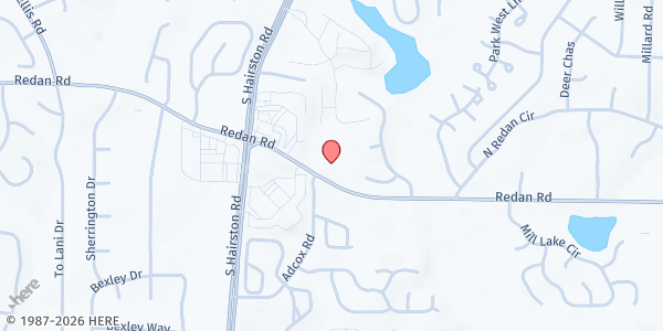 Map showing Higher Ground Community Impact - Stone Mountain at 4960 Redan Road, Stone Mountain, GA