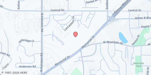 Map showing ICNA Relief Food Pantry at 6200 Memorial Dr., Stone Mountain, GA