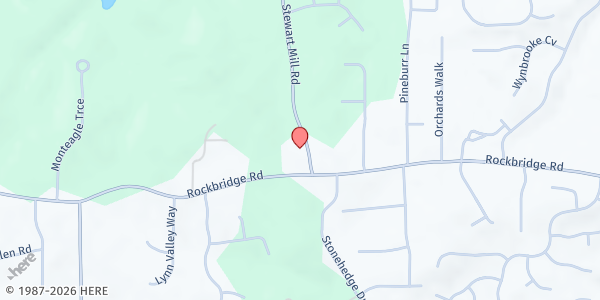 Map showing Joseph's Storehouse of Atlanta at 6788 Rockbridge Rd. SW, Stone Mountain, GA