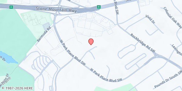 Map showing OneSource Learning at 2165 West Park Court, Stone Mountain, GA
