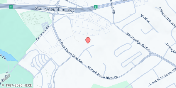 Map showing OneSource Learning - Stone Mountain at 2165 West Park Court, Stone Mountain, GA