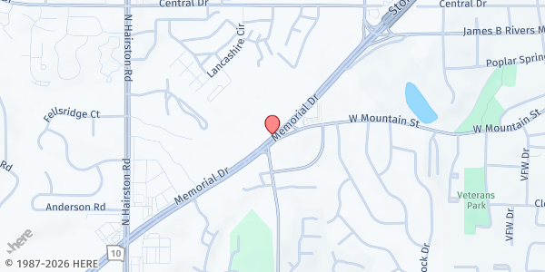 Map showing Reach Community Development Center Inc at 6212 B Memorial Drive, Stone Mountain, GA
