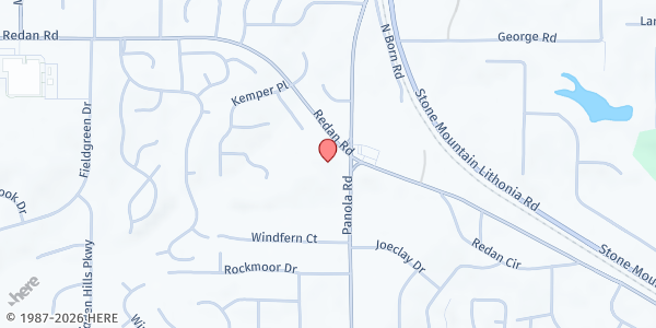 Map showing Sankofa House - Dekalb at 5587 Redan Rd, Stone Mountain, GA