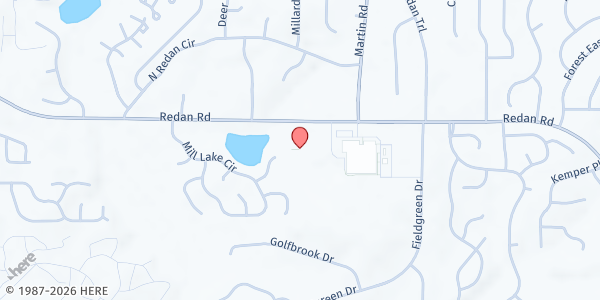 Map showing White Oak Hills Baptist Church at 5171 Redan Road, Stone Mountain, GA
