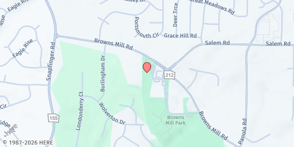 Map showing Browns Mill Recreation Center at 5101 Browns Mill Road, Stonecrest, GA