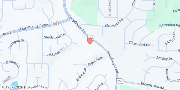 Map showing Decatur Bible Chapel Food Pantry at 3355 Snapfinger Road, Stonecrest, GA