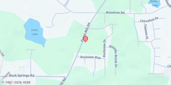 Map showing Rivers of Living Water Baptist Church at 3316 Evans Mill Road, Stonecrest, GA