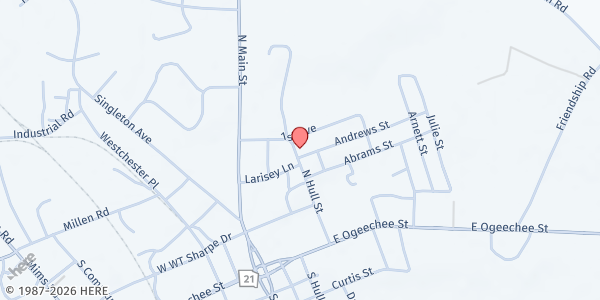 Map showing St. Andrew's UMC at 310 Martin Luther King Jr Dr., Sylvania, GA