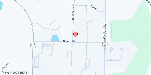 Map showing Unity Baptist Church of Sylvester at 101 Bryant Drive, Sylvester, GA