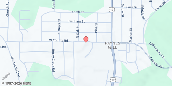 Map showing First Assembly of God Thomaston at 205 W. County Rd., Thomaston, GA