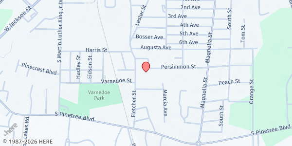 Map showing Eagles Nest Deliverance Holiness Church at 120 Persimmon Street, Thomasville, GA