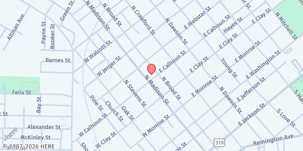 Map showing First Missionary Baptist Church at 110 W. Calhoun St., Thomasville, GA