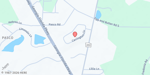 Map showing Grace Fellowship Church at 543 Carrington Circle, Thomasville, GA