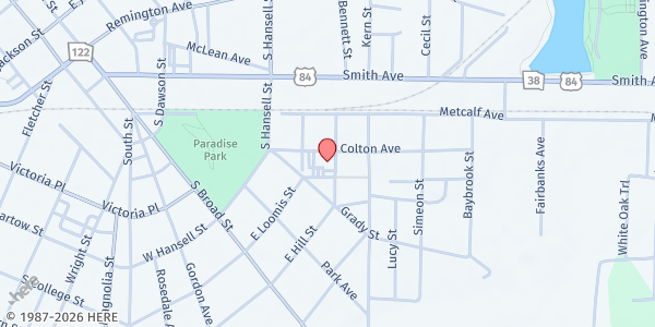 Map showing Thomasville Eastside Baptist Church at 220 Colton Ave., Thomasville, GA