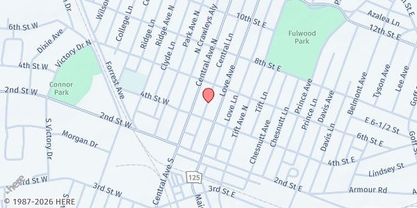Map showing First Baptist Church of Tifton at 404 Love Avenue, Tifton, GA