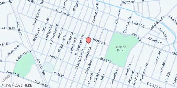 Map showing Mell Baptist Association at 817 Central Avenue, Tifton, GA