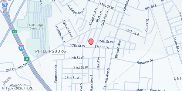 Map showing Tiftarea Community Food Bank at 409 17th Street West, Tifton, GA