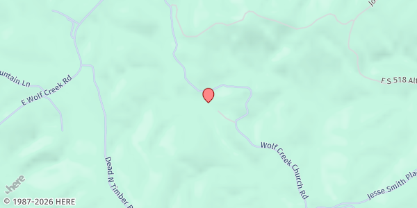Map showing Wolf Creek Baptist Church at 652 Wolf Creek Church Rd, Tiger, GA