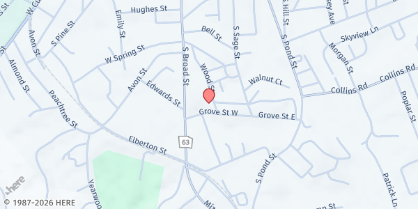 Map showing Faith Restoration Ministries at 71 W. Whitman Street, Toccoa, GA