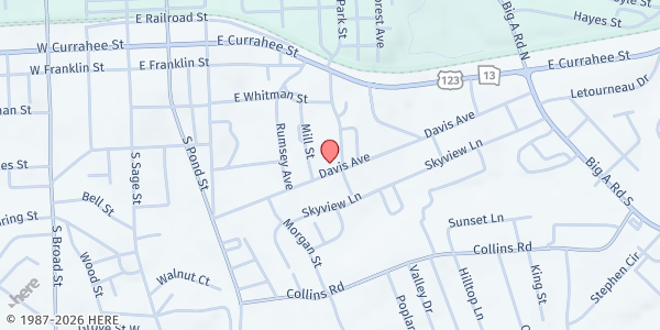 Map showing HighPoint Community Worship Center at 200 Highpoint Ave., Toccoa, GA