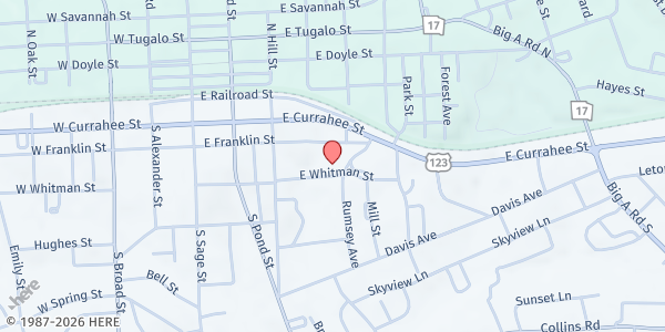 Map showing The Salvation Army - Toccoa Co at 306 E. Franklin Street, Toccoa, GA