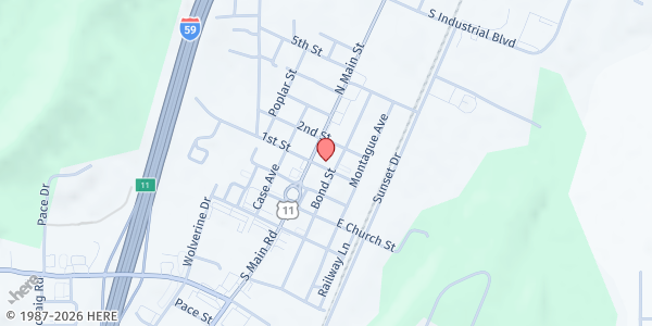 Map showing Trenton Methodist Church at 12500 N. Main St., Trenton, GA